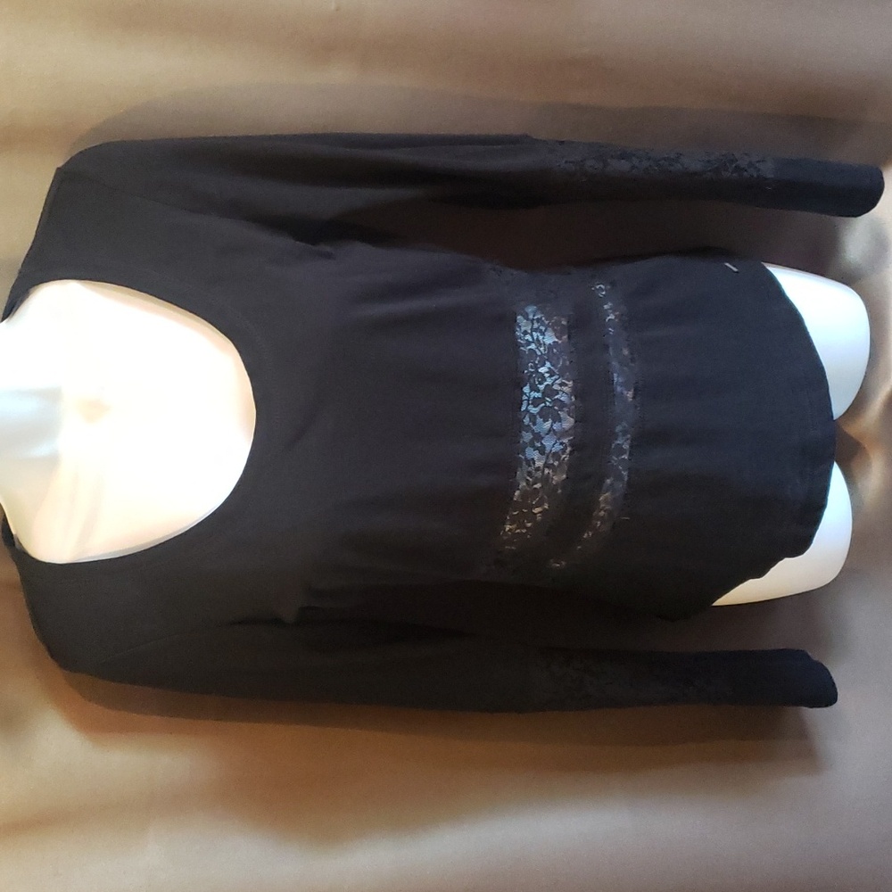 Garage Black Long Sleeve Top with Lace Size M
